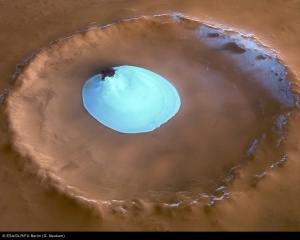 Mars crater with water ice